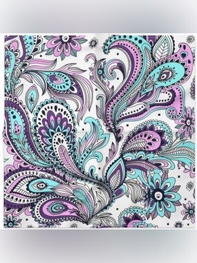 Floral Paisley Square Scarf in Purple & Teal